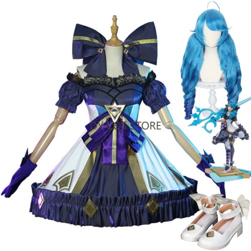 League of Legends Gwen (Hallowed Seamstress) women's cosplay costume — Lolita princess dress with wig & shoes, sexy Halloween party outfit