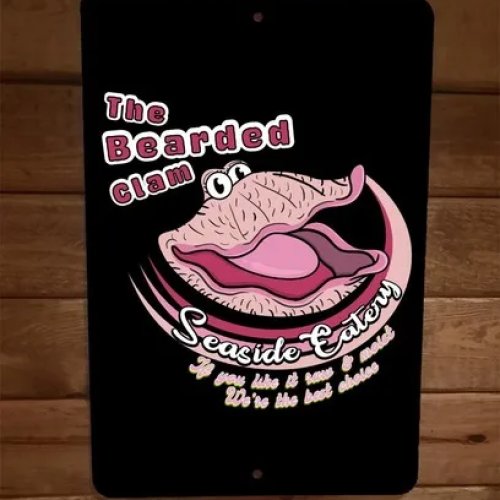 Металева табличка на стіну «The Bearded Clam Seaside Eatery and Moist Best Choice» — вінтажний декор для прибережного закладу