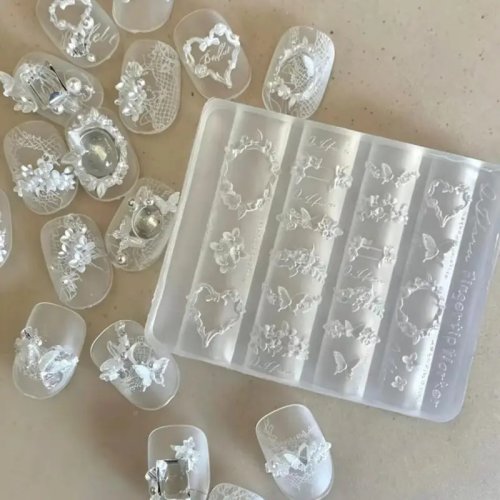 Silikonowa Forma do Paznokci 3D z Kokardą – Miękka, Wielokrotnego Użytku, Różne Kształty do DIY Manicure dla Początkujących