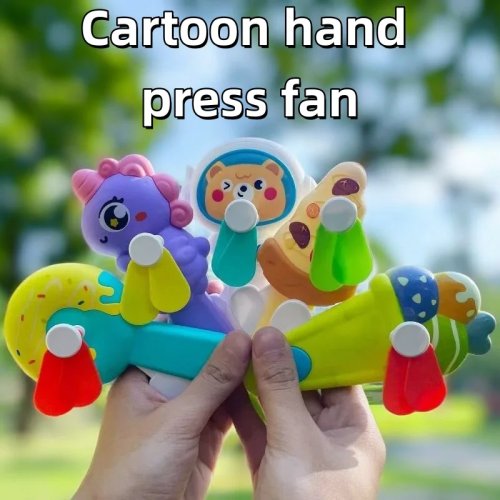 Ventilateur à main mignon à motif cartoon - Gadget de refroidissement mini portable pour enfants et adultes, pour le camping en extérieur et une utilisation quotidienne, cadeau