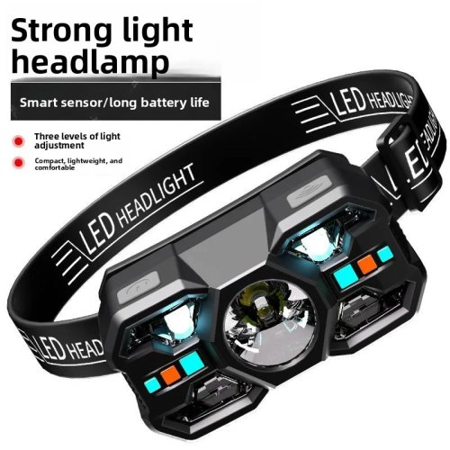 Sensor-Stirnlampe zum Nachtangeln – ultraleicht, wiederaufladbar, sehr hell, lange Akkulaufzeit