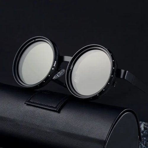 Polaryzacyjne okulary przeciwsłoneczne ND2-400 — 9-stopniowa regulacja przyciemnienia, okrągłe unisex w stylu punk, do wędkowania i jazdy