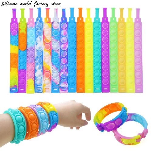 1 Peça Pulseira de Silicone Curta Pop Bolha Descompressão Brinquedo Anti-stress Colorido para Adultos e Crianças
