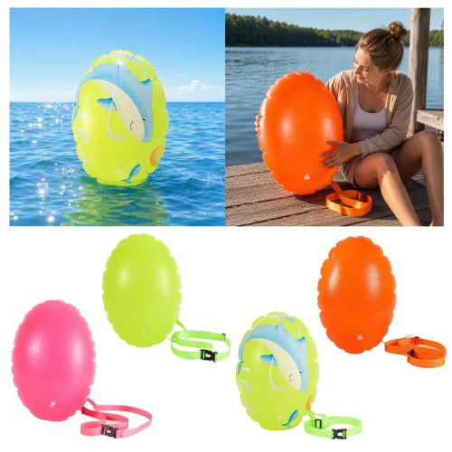 Boa di galleggiamento in PVC ad alta visibilità con cintura vita regolabile — galleggiante di sicurezza per adulti per mare, lago, fiume e allenamento