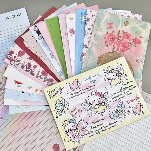 Набор канцелярии Hello Kitty - писчая бумага и конверты, милый аниме-дизайн для приглашений на вечеринку и благодарственных писем