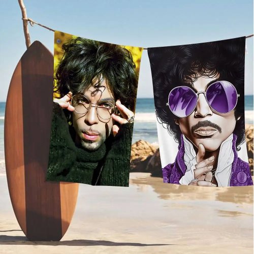 Khăn microfibre Prince (họa tiết bìa album nhạc rock) — mềm, hút nước tốt, khô nhanh; dùng cho bãi biển, yoga, bơi và hoạt động ngoài trời