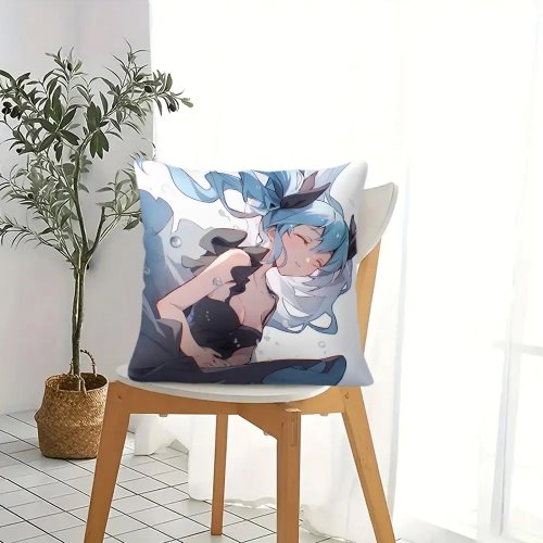 Coussin décoratif imprimé Hatsune Miku 45x45 cm — Coussin d'appoint doux pour canapé, chambre et salon