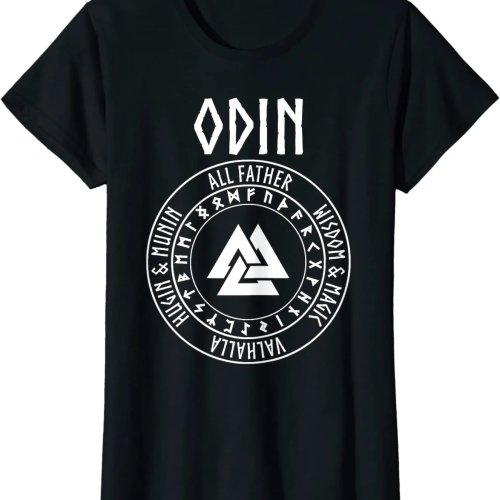 Camiseta de Hombre Dios Valknut Runas Guerrero Nórdico - 100% Algodón, Cuello Redondo, Manga Corta, Verano, Casual, Talla S-3XL