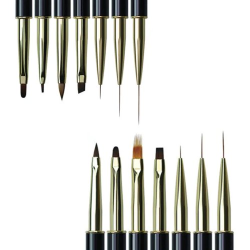 Doppelseitiger Nagelpinsel mit Sandelholzgriff – Liner- & Gel-Pinsel für Nail Art, Auswahl 1 oder 7 Stück