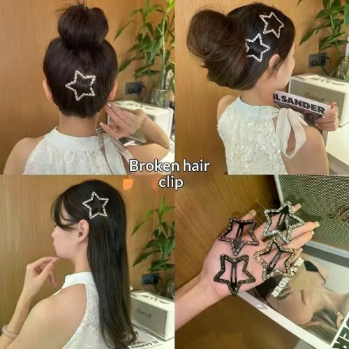 4 Piezas de Clip para Cabello Estrella de Diamante con Pedrería Brillante, Diseño BB Clip, Varios Colores, para Uso Diario y Fiestas