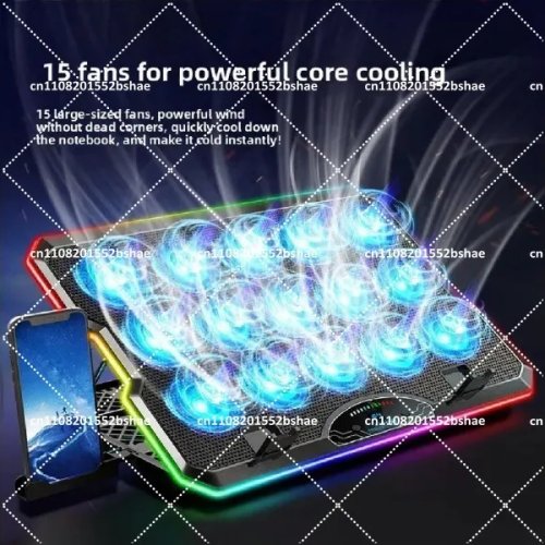 Đế tản nhiệt laptop có màn hình LCD hiển thị tốc độ quạt, đèn RGB, chân đế điều chỉnh cho gaming