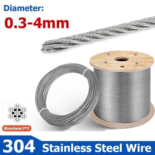 Fune in acciaio inox 304 7x7 Ø 0,5–4 mm - Cavo sottile e flessibile per pesca e sollevamento
