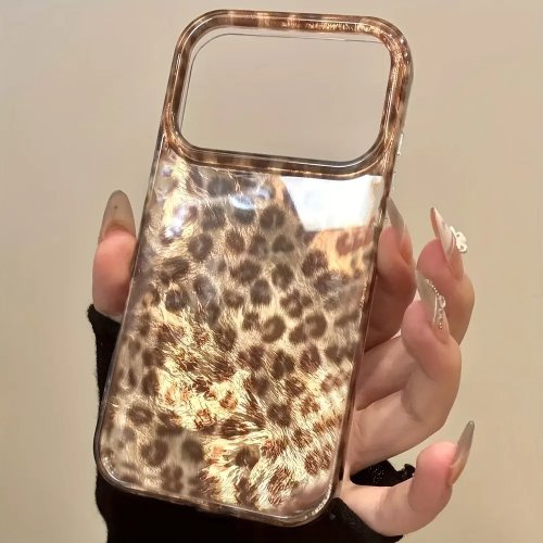 Coque transparente luxueuse imprimé léopard marron automne pour iPhone 17 Pro Max 16 15 14 13 12 11 XS X XR 7 8 Plus 16E 17 Air