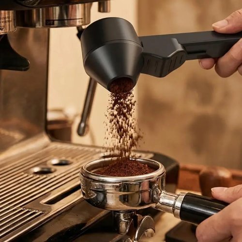 Cucchiaio dosatore scorrevole per caffè a tenuta, con imbuto, manico lungo riutilizzabile, multiuso