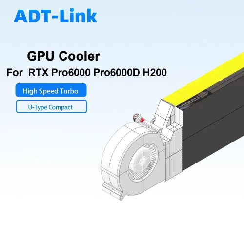 พัดลมระบายความร้อน GPU กำลังสูง แบบ Blower เป่าลมตรง และฮีทซิงค์รูปตัว U สำหรับ NVIDIA RTX Pro6000 Pro6000D H200 12/5cm Turbo Radiator