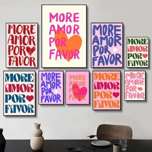 ロマンチックな「Amor Por Favor」ポスター - リビングルーム用壁アート、ホームデコレーション、ギフト