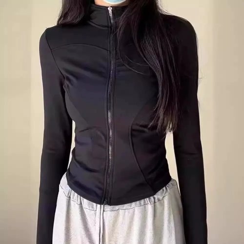 Chaqueta ligera para mujer slim cuello mao, protección solar anti-UV para yoga y actividades al aire libre, estilo coreano