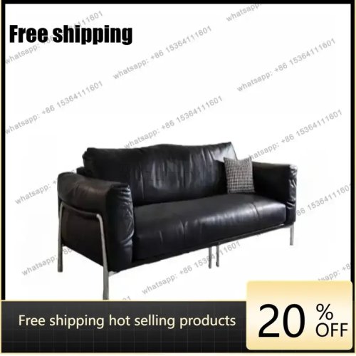 Divano italiano oversize per soggiorno, nero — stile nordico/giapponese, senza braccioli, effetto pouf