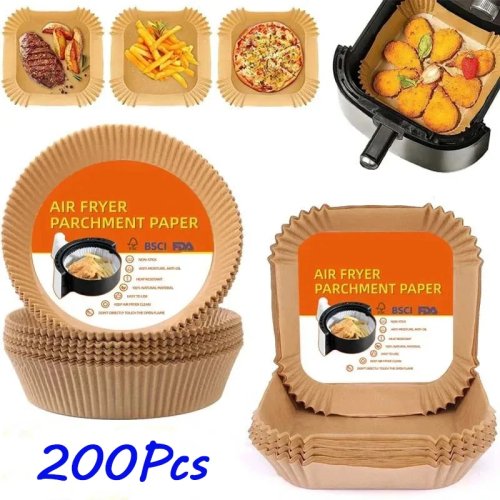 Carta forno per friggitrice ad aria, dischi rotondi antiaderenti usa e getta, accessori cucina – 50/100/200 pezzi