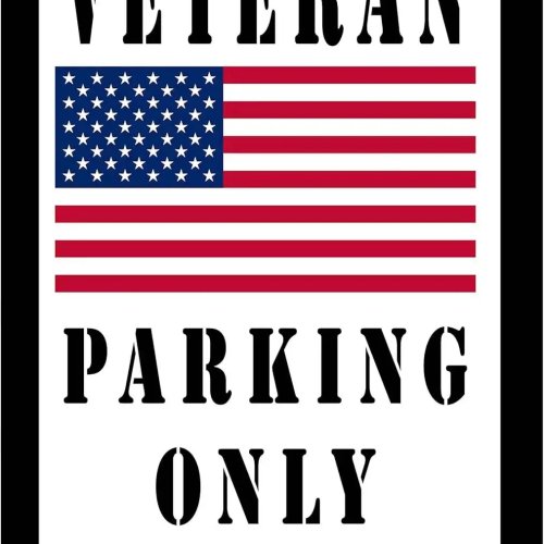 Rogue River Tactical metalen bord "Alleen parkeren voor veteranen" met Amerikaanse vlag - Wanddecoratie voor mancave/bar