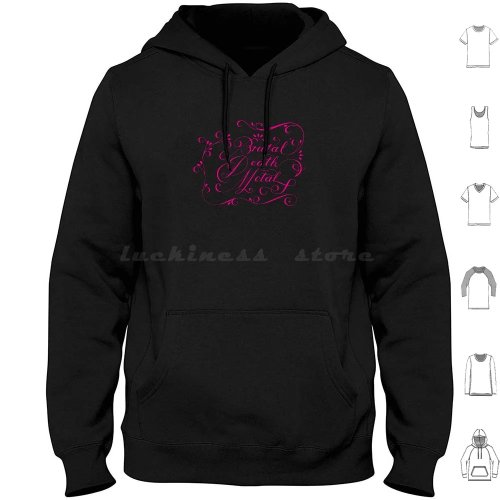 Herren Hoodie Pink, Baumwolle, langarm – Brutal Death Metal Kalligrafie-Print
