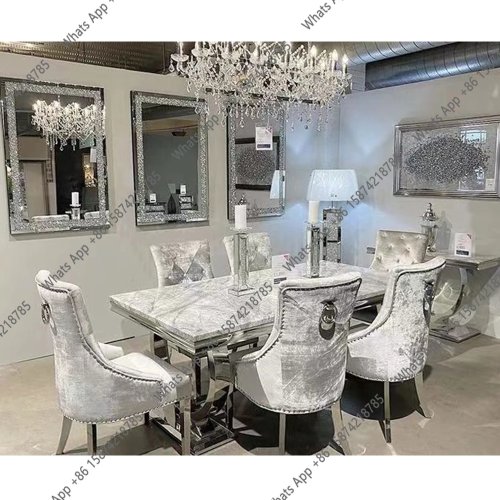 Bộ bàn ăn bạc cao cấp với 4 ghế, thiết kế sang trọng