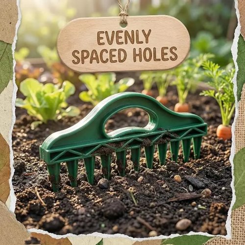 Dụng cụ gieo hạt 12 lỗ cho luống cao & chậu - Dụng cụ trồng cây có khoảng cách cố định, kiểm soát độ sâu bằng tay, 190g
