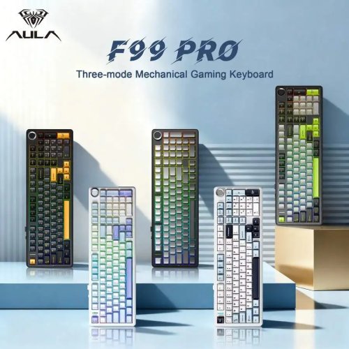 AULA F99PRO 99キー メカニカルキーボード — ガスケットマウント、ホットスワップ対応スイッチ、3モード無線（Bluetooth/2.4G/有線）、メディアノブ、RGB、ゲーミング＆オフィス向け