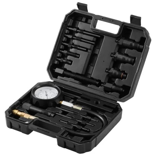 Diesel Engine Compression Tester Kit, 18-Piece Cylinder Pressure Test Set with 0–1000 psi Gauge and Adapters