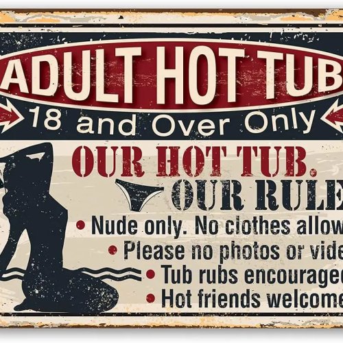 Panneau humoristique « Pas de maillot » 30×45 cm — déco extérieure piscine/jacuzzi, règles de plage et déco camping (adulte)