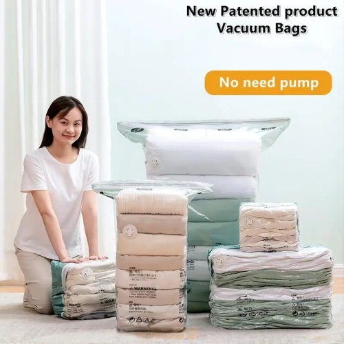 Extra Large Vacuum Storage Compression Bags – No Pump Needed – Space Saver for Clothes, Blankets, Bedding