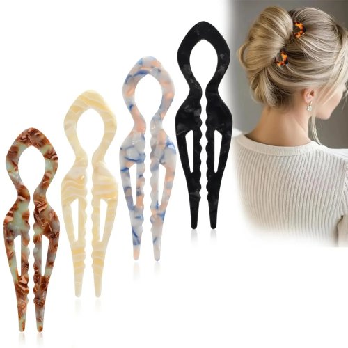 مشبك شعر على شكل U من الأكريليك بتصميم 'ذيل السمكة' - لتسريحة French twist أو كعكة سريعة، مناسب لجميع أنواع الشعر