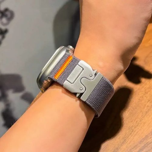 Geflochtenes elastisches Nylon-Armband für Apple Watch Ultra 2 49mm 46mm mit Metallschnalle, kompatibel mit iWatch Serie 11, 10, 9, 8, 7, SE