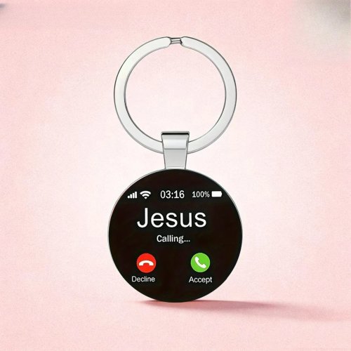 Llavero de aleación y vidrio con diseño de pantalla de llamada — Personalizable