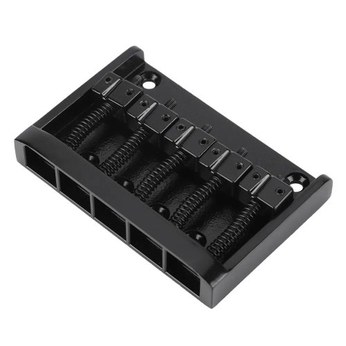 Cầu bass điện 5 dây kim loại – bản/tấm bridge (tailpiece), Đen/Bạc, kết cấu chắc chắn