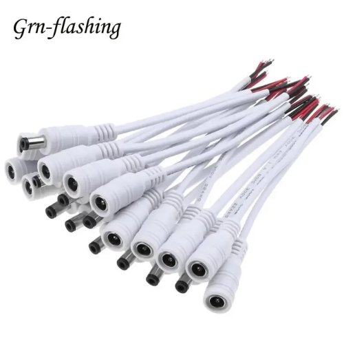 Dây nối chuyển đổi DC 5.5x2.1mm đực–cái cho camera CCTV và đèn LED dây 3528/5050 đơn màu – 1/5/10 cái