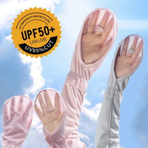 UPF50+ Women's Fingerless Sun Protection Arm Sleeves — Breathable UV‑blocking Long Driving Gloves