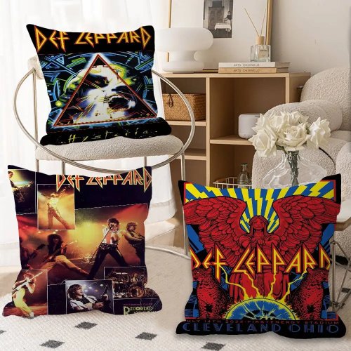 Чехол для подушки Def Leppard в стиле мультфильма, короткий плюш, двусторонняя печать — декоративный чехол для дивана