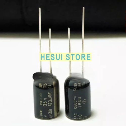 Zestaw 5 kondensatorów elektrolitycznych do audio 470µF 35V 10x16mm czarny/złoty 85°C