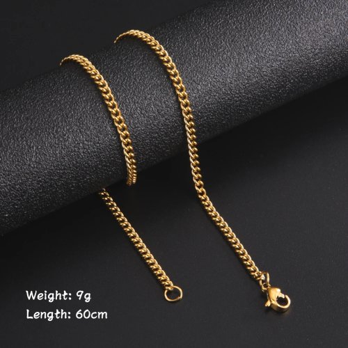 Skyrim‑Design Box‑Kette 60 cm für Herren, Edelstahl zweifarbig Schwarz/Gold, minimalistischer Punk/Hip‑Hop‑Schmuck fürs Körper, Großhandel
