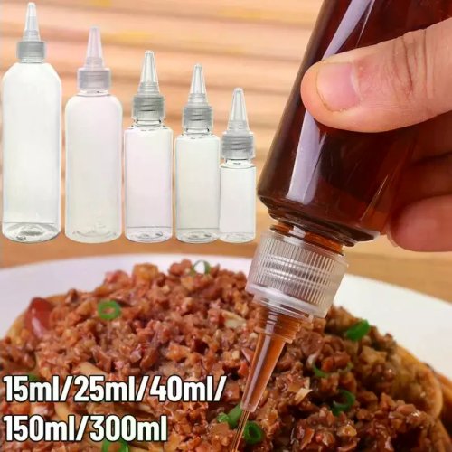 Lot de 5 flacons doseurs transparents pour sauces et huiles — distributeurs anti-goutte pour cuisine et barbecue