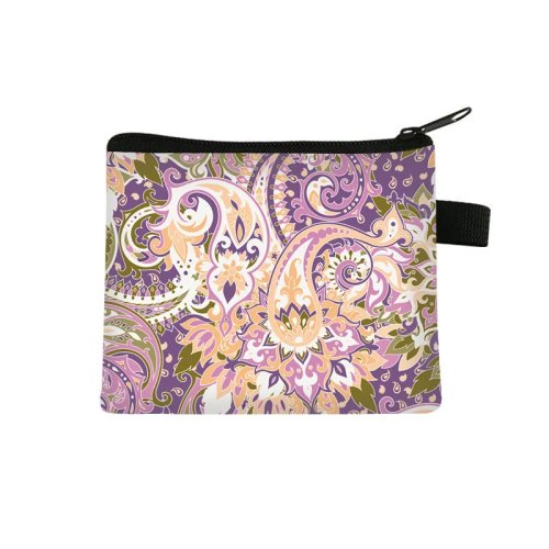 Monedero pequeño con estampado étnico y caricatura – Tarjetero estilo retro
