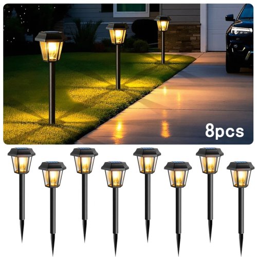 Luz solar hexagonal para caminho - Lâmpada de chão exterior para jardim, passagem e relva
