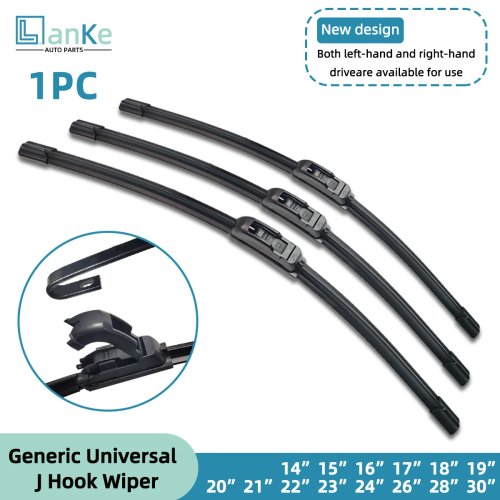 Lanke 1 Pieza Limpiaparabrisas Sin Marco, Universal para Gancho J/U, Goma delantera 14"-32" Accesorios para Auto