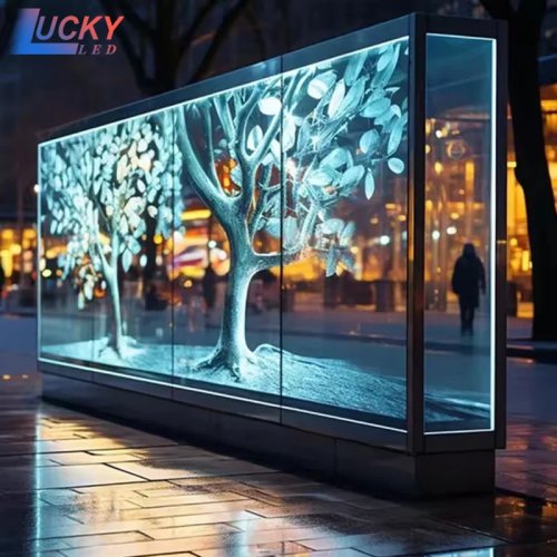 Pantalla LED transparente P6 para interiores — pared de video con película 90% de transparencia para centros comerciales