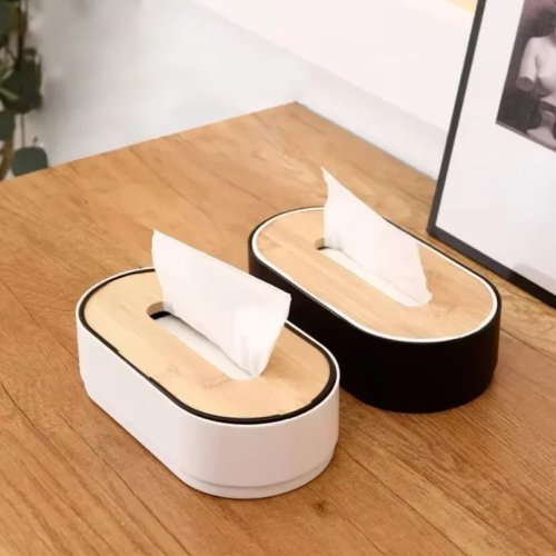 Boîte à mouchoirs en bambou — Distributeur de mouchoirs, papier toilette et essuie-tout