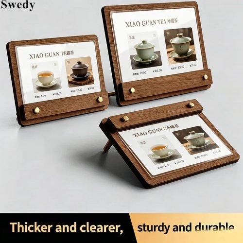 ชุด 5 ชิ้น ที่วางป้ายราคา 90x60mm / 105x70mm ไม้และอะคริลิก สำหรับแสดงสินค้า