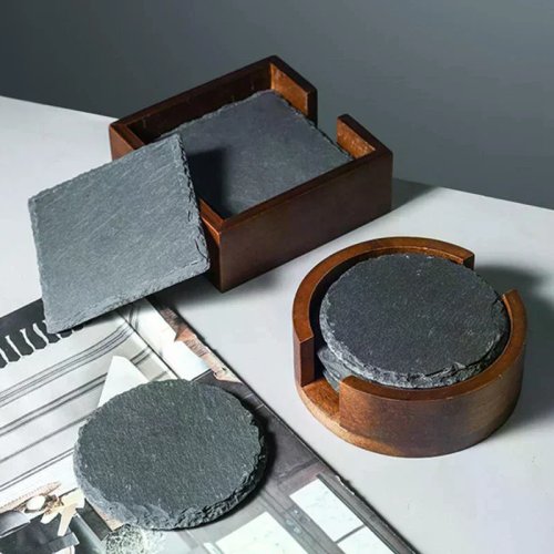 Sottobicchieri in ardesia riutilizzabili stile giapponese – resistenti al calore per tazze e mug