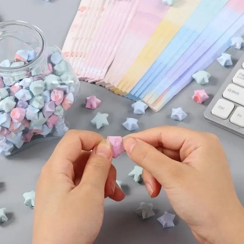 540 pcs Lucky Star origami paper strips — colorful DIY kit to fold paper stars for crafts