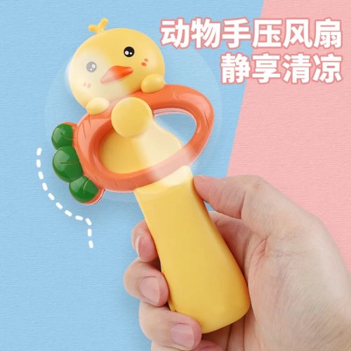 Kids cartoon animal hand-press squeeze fan — cute rabbit & puppy portable mini fan, summer toy and small prize for kindergarten students